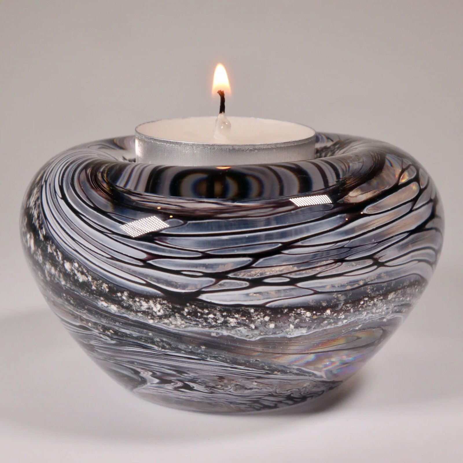 Hand Blown Glass Cremation Ashes into Glass Tea light